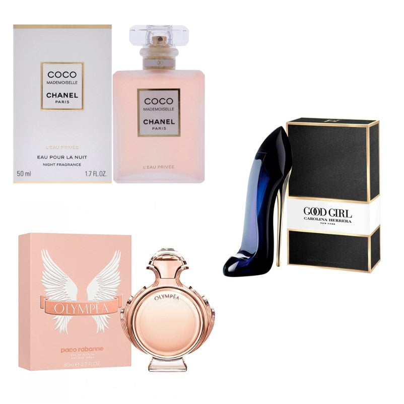 NUEVO COMBO X3 DE PERFUMES: GOOD GIRL, COCO M